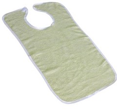 6 Terry Adult Bibs with Hook and Loop Closure (Yellow)