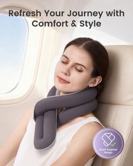 KPNEOL Travel Pillow, Neck Pillow – Ergonomic Free Size Adjustable, Dark Grey
