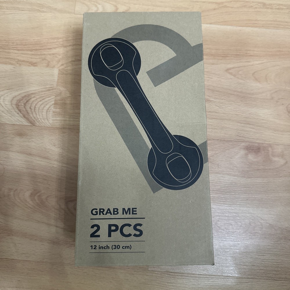 ABLECARE 12” in White w/ Black Non-Slip Suction Cup Grab Bar ABS Plastic 2 Pack