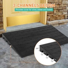 2.5″ Rise Rubber Threshold Ramp Non-Slip Heavy Duty for Doorways Home Steps
