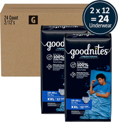 Goodnites Boys‘ Nighttime Underwear, Size XXL (120-165 Lbs), 24 Ct (2 Packs of 1