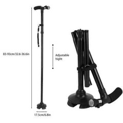 Folding Walking Cane for Seniors Men & Women with Non-Slip T Handle and Strap