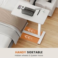 Sweetcrispy Overbed Bedside Table with Wheels Adjustable Hospital & Home Use