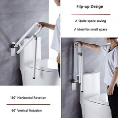 29.5 INCH Foldable Toilet Grab Bar Flip Up Grab Bar Handicap Arm Grab Bars To…