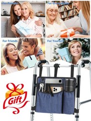 Walker Bag with Cup Holder for Folding Walker, Premium Waterproof Pouch for Walk
