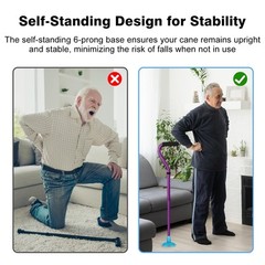 3/4Inch Glow Cane Tip Self-Standing Quad Base Replacement for Most Walking Canes