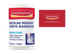 2 x Elastoplast Medium Weight Crepe Bandage Unstretched 7.5cm x 1.6m