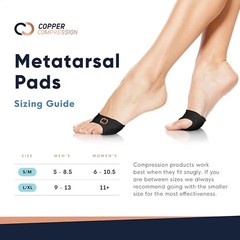 Copper Compression Metatarsal Pads Unisex – Orthopedic Ball of Foot Pain L/XL