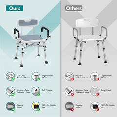 Shower Chair with Removable Arms and Back for Elderly & Disabled, 550 lbs Shower