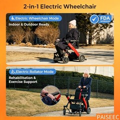 2in1 Foldable Electric Wheelchair 400W Intelligent Powerchair Rollator 300lbs