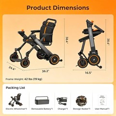 18 Miles Rang Foldable Electric Wheelchair Intelligent All Terrain Rollator 400W