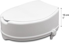 PEPE Mobility Raised Toilet Seat with Lid for Elderly 6″ High, Fits Round and El