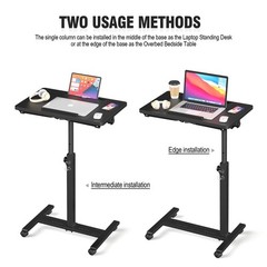 Adjustable Overbed Bedside Table, Hospital Bed Table with Wheels, Portable Ro…