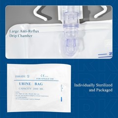 2000Ml Catheter Bags for Men and Women 3 Pack Professional Urinary Drainage Bags