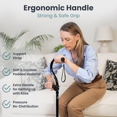 Quad Cane 300LB Adjustable 29.5″-38.4″ Height – 4 Pronged Base for Stability