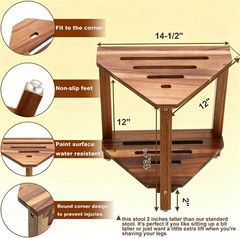 Corner Shower Stool with Storage Shelf Shower Foot Rest for Shaving Legs Smal…