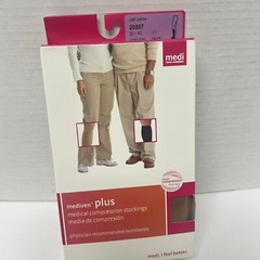 New Mediven Plus 20207 Open Toe Beige 30-40 Size VII Pet. Calf Compression Socks