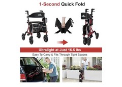 AOJIN All Terrain Rollator Walker Lightweight Foldable 8 In Wheels 300lb Senior