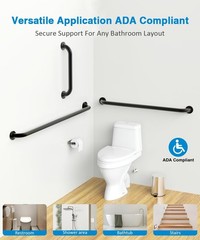 Jubomt Grab Bar Bundle For Ada Compliance Matte Black Stainless Steel 1.5