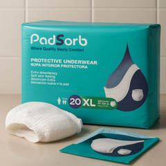 Padsorb Protective Underwear stretchable, high-absorbency, X-Large Case of 80