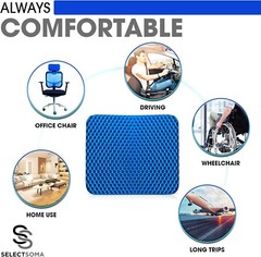 Gel Seat Cushion TPE 16.5×14.5in Pressure Relief for Back Pain Office Car Use