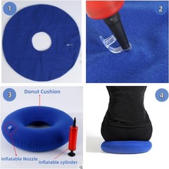 Inflatable Seat Cushion Blue Round Sciatic Nerve Support Pillow