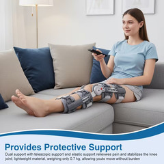 Aulexmed 1pc Adjustable Hinged ROM Knee Brace, Knee Support Stabilizer with Lock