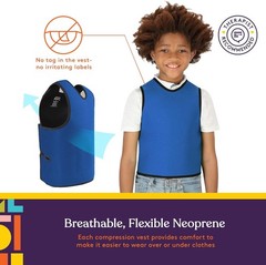 Sensory Compression Vest Deep Pressure Comfort Blue, Small