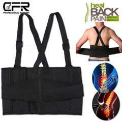 Adjustable Back Brace Lumbar Support Belt with Suspenders Heavy Duty Lift