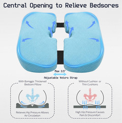 Medical Gel Bed Sore Cushions for Butt, Adjustable Sacral & Coccyx Pressure Reli