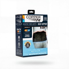 Copper Fit Rapid Relief Back Support Brace Hot & Cold Therapy Adjustable Unisex