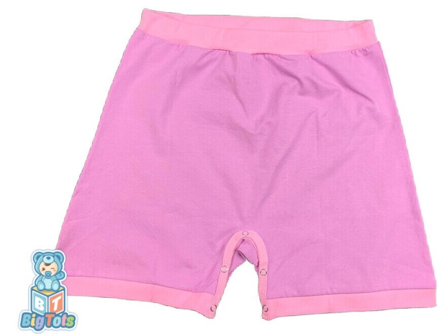 Adult snap crotch shorts Purple and Pink baby print