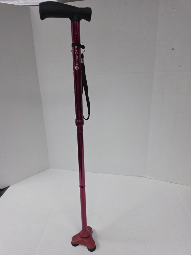 HurryCane Walking Cane Foldable Adjustable Height Red/Black