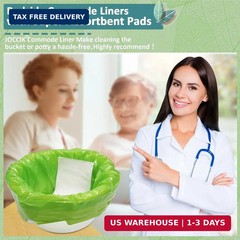 50 Pack Commode Liners with Absorbent Pads Disposable Toilet Chair Bucket Bags