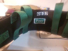 Posey Transfer Belt, Gait Belt, 37Inch Max Green, Quick Release, Black Nylon