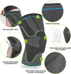 SOOVERKI Knee Brace, Knee Compression Sleeve Support with Patella Gel Pads-XL-