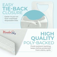Absorbent Tissue Front Disposable Adult Bibs Fluid Resistant Poly 16″ X 33″