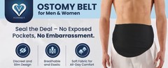 Ostomy Support Belt Black For Colostomy ileostomy bag Unisex- Size S M L XL 2XL