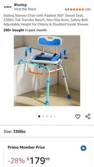 Sliding Shower Chair with Padded 360° Swivel Seat, 330lbs Tub Transfer Bench,…