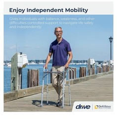 Drive Medical 10200-1 Deluxe 2-Button Folding Walker, Silver Brand New