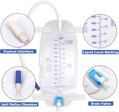3 Pack Catheter Bags, Premium Easy-Tap Leg Bag Urinary Drainage Bag, 32 Oz with
