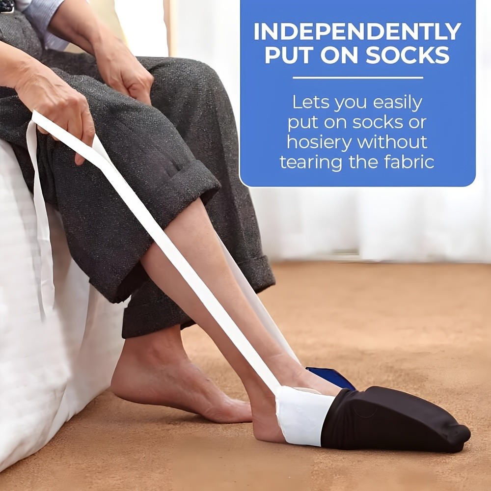 Sock Aid Device Featuring a Comfortable Handle, an Easy-To-Use Tool Designed for