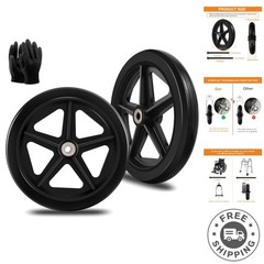 Lightweight 2Pcs 8 Inch Replacement Wheels for Wheelchairs – Non-Slip Design