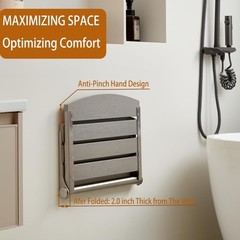 Folding Shower Seat Wall Mount 17.5″ Foldable Bench Bathroom Grey 400 Lb