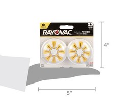 Pack Rayovac Size 10 Yellow Hearing Aid Batteries – New & Sealed 32 Pack Bulk