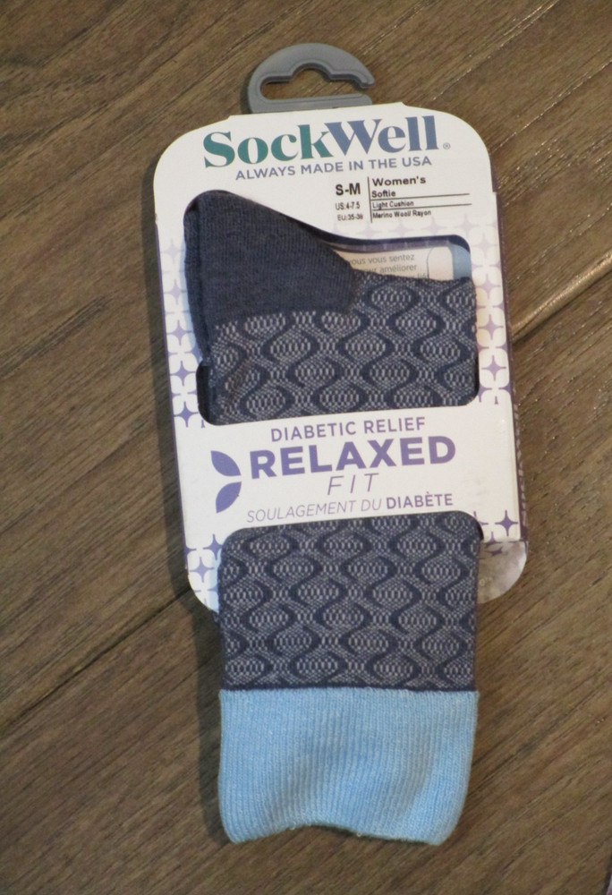 SOCKWELL WOMEN’S SOFTIE DIABETIC RELIEF RELAXED FIT SOCKS IN DENIM BLUE SIZE S-M
