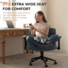Criss Cross Chair with Adjustable Flip-Up Arms and Wheels, Comfort Ergonomic Off