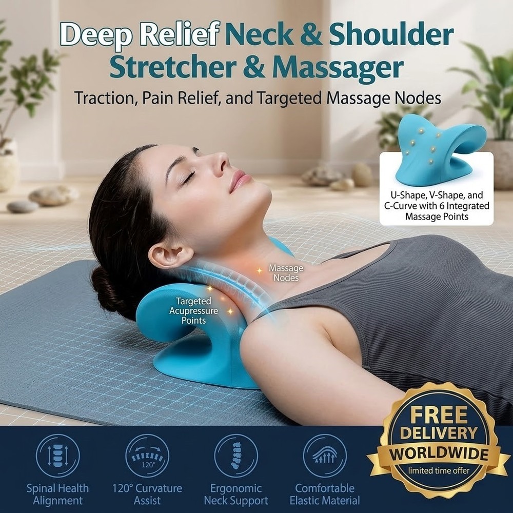 Cervical Neck Pillow stretcher Traction Device Brace Support Pain Relief Massage