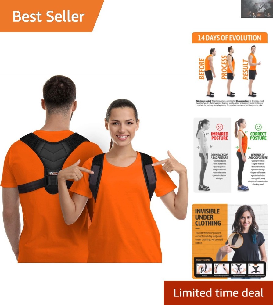Adjustable Posture Corrector for Men & Women – Clavicle Brace for Pain Relief