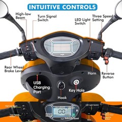 4 Wheels Heavy Duty Mobility Scooter 31 Miles 3-Speed 48V 1000W 500lbs Orange